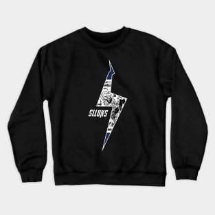 ink-pencil flashing lights with Slluks brand logo icon Crewneck Sweatshirt